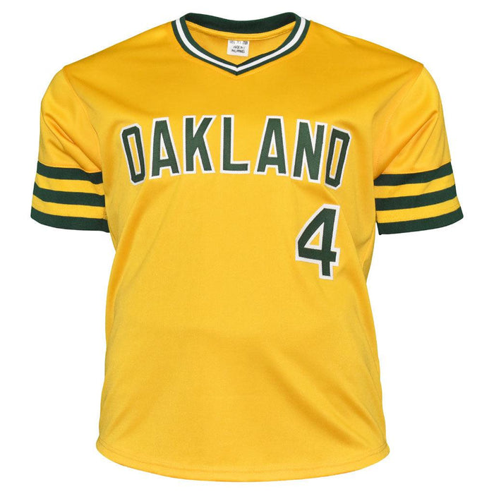Bill North Signed 2x WS Champs Inscription Oakland Yellow Baseball Jersey (JSA) - RSA