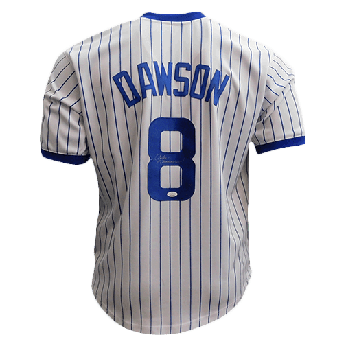 Andre Dawson Autographed Special Throwback Pro Style Baseball Jersey Pinstripe (JSA) - RSA