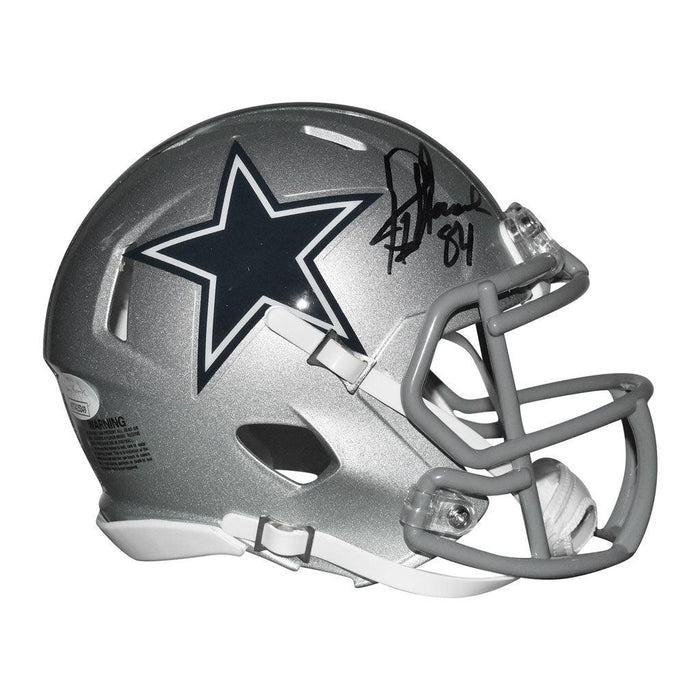 Jay Novacek Signed Dallas Cowboys Speed Mini Replica Silver Football Helmet (JSA) - RSA