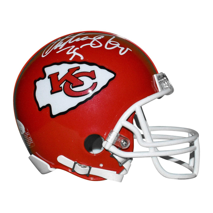 Christian Okoye Signed Kansas City Chiefs Mini Replica Red Football Helmet (JSA) - RSA