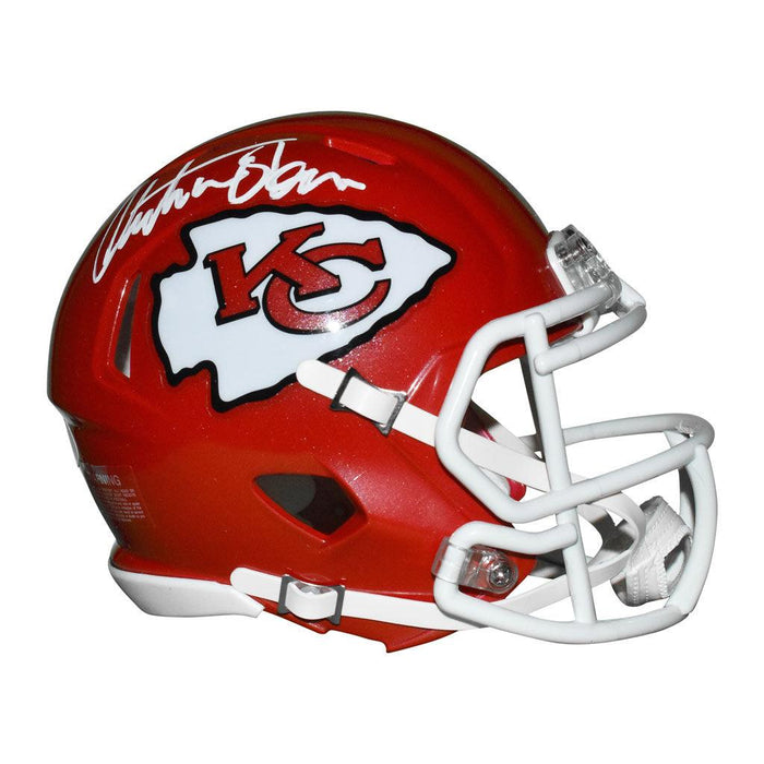 Christian Okoye Signed Kansas City Chiefs Speed Mini Replica Red Football Helmet (JSA) - RSA