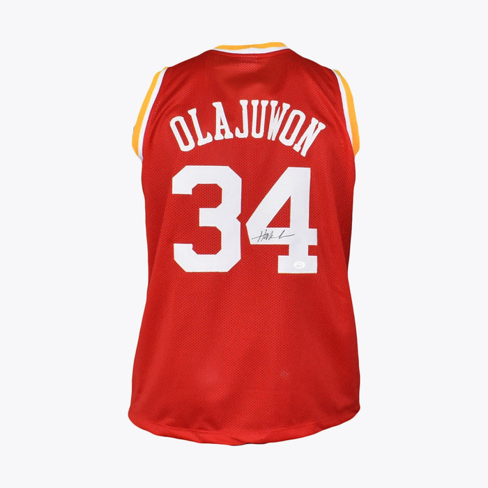 Hakeem Olajuwon Signed Houston Basketball Jersey Red (JSA) — RSA