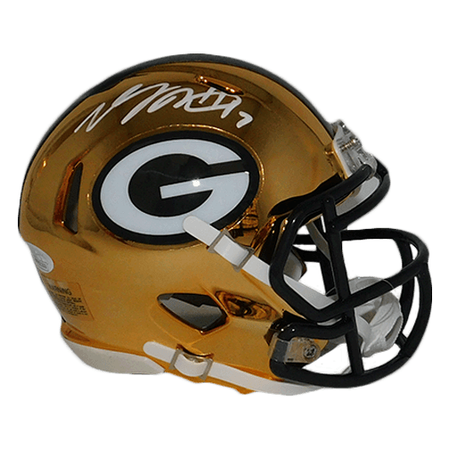 Davante Adams Packers Autographed CHROME Mini Speed Football Helmet (JSA) - RSA