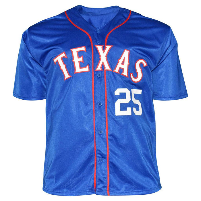 Rafael Palmeiro Signed 569 HRs Inscription Texas Blue Baseball Jersey (JSA) - RSA