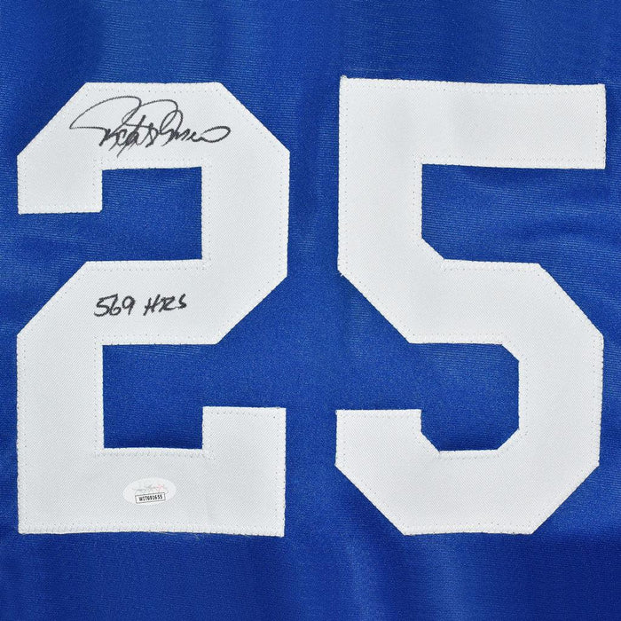 Rafael Palmeiro Signed 569 HRs Inscription Texas Blue Baseball Jersey (JSA) - RSA