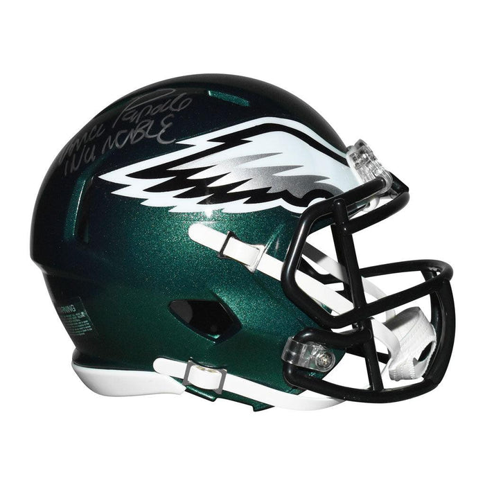 Vince Papale Signed Invincible Inscription Philadelphia Eagles Speed Mini Replica Green Football Helmet (JSA) - RSA