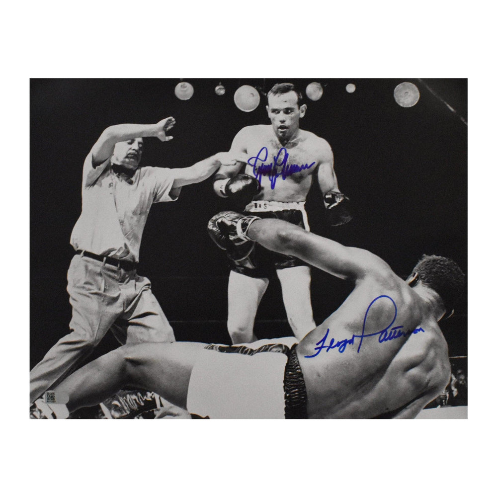 floyd patterson & ingemar johansson signed 11x14 knock down photo aiv certificate of authenticity