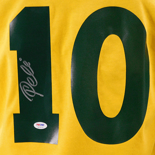 Pele Signed Brazil Yellow Soccer Jersey (Beckett) - RSA