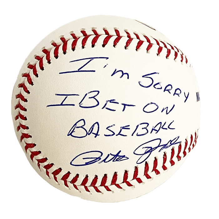 Pete Rose Signed I'm Sorry I Bet On Baseball Inscription Rawlings Official Major League Baseball (JSA) - RSA