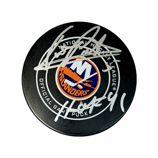 Denis Potvin Autographed New York Islanders Official Game Hockey Puck (JSA) HOF Inscription Included - RSA