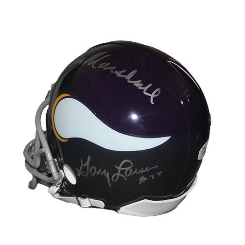 Purple People Eaters Minnesota Vikings Eller, Larsen, Marshall, & Page Mini Helmet (JSA) - RSA