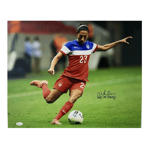 Christen Press Autographed 16 x 20 Kicking (JSA) Soccer - RSA