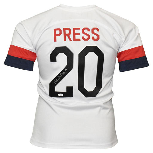Christen Press Signed USA Olympic White Soccer Jersey (JSA) - RSA