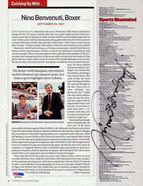 Nino Benvenuti Autographed Magazine Page Photo PSA/DNA #Q95886 - RSA
