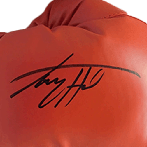 Larry Holmes Autographed Red Boxing Glove JSA - RSA