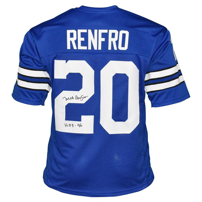 Mel Renfro Signed HOF 96 Inscription Dallas Pro Blue Football Jersey (JSA) - RSA