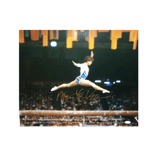 Mary Lou Retton Autographed 8 x 10 Photo USA Olympics Gymnastics Beam Jump (JSA) - RSA