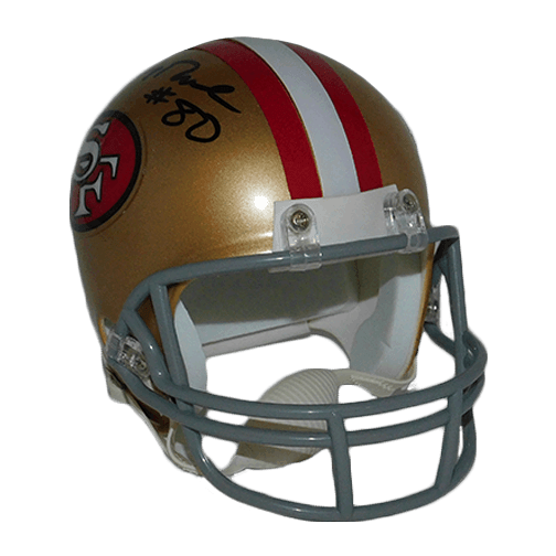 Jerry Rice Autographed Replica Football Mini Helmet (JSA) - RSA