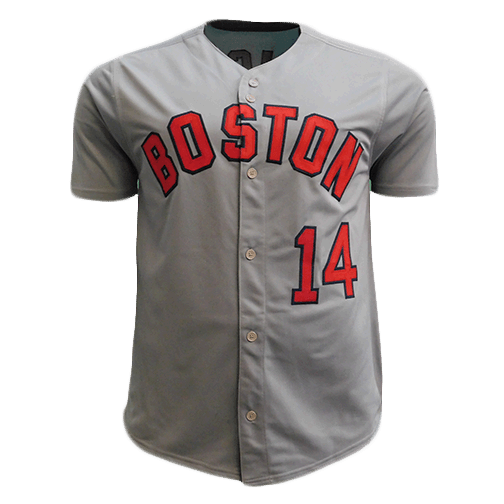 Jim Rice Autographed Boston Pro Style Baseball Throwback Jersey Grey (JSA) - RSA