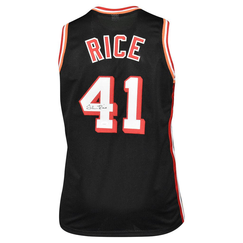 Glen Rice Signed Miami Pro Black Basketball Jersey (JSA) - RSA