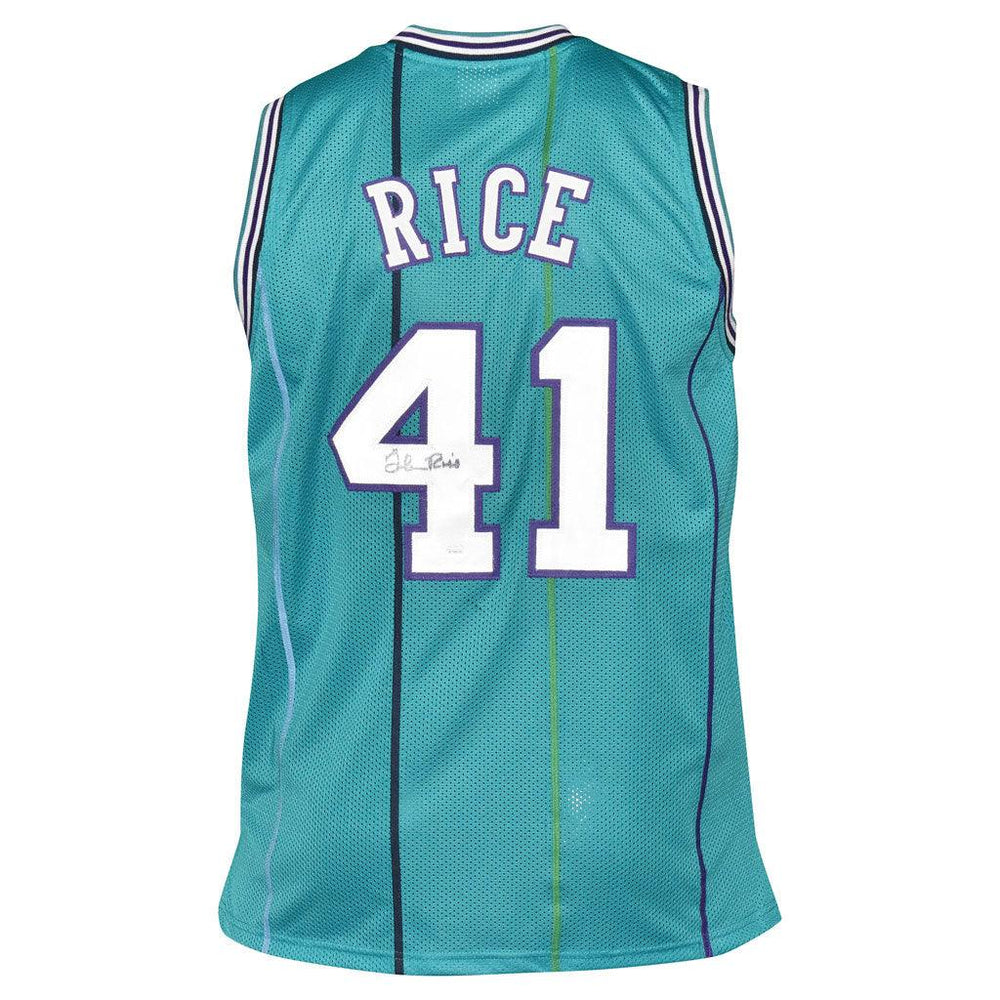 Glen Rice Signed Charlotte Blue Basketball Jersey (JSA) - RSA