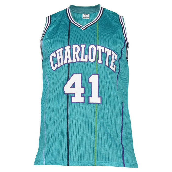 Glen Rice Signed Charlotte Blue Basketball Jersey (JSA) - RSA