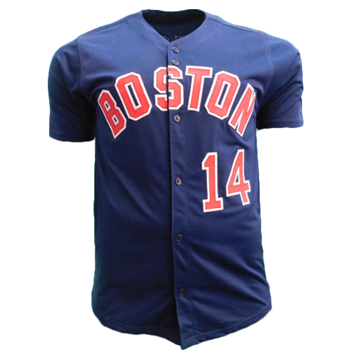 Jim Rice Autographed Boston Pro Style Baseball Throwback Jersey Blue (JSA) - RSA