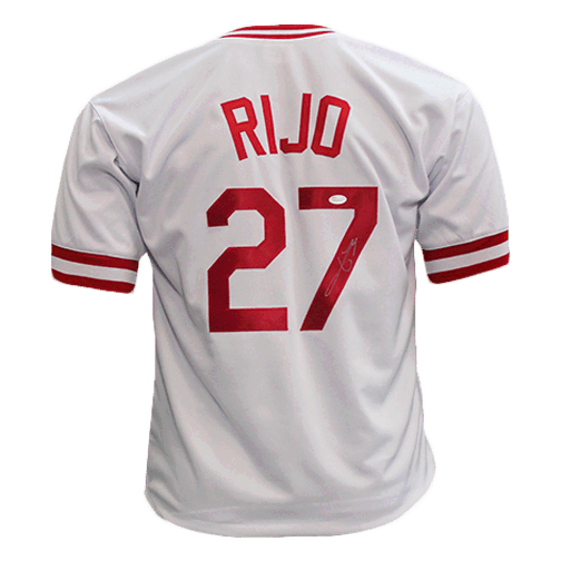 Jose Rijo Autographed Special Throwback Pro Style Baseball Jersey White (JSA) - RSA