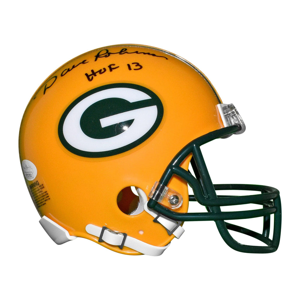 Dave Robinson Signed HOF 13 Inscription Green Bay Packers Mini Replica Yellow Football Helmet (JSA) - RSA