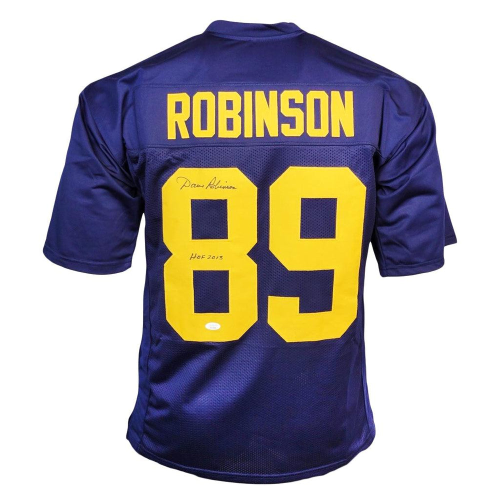 Dave Robinson Signed "HOF 13" Inscription Green Bay Blue ACME Throwback Football Jersey (JSA) - RSA