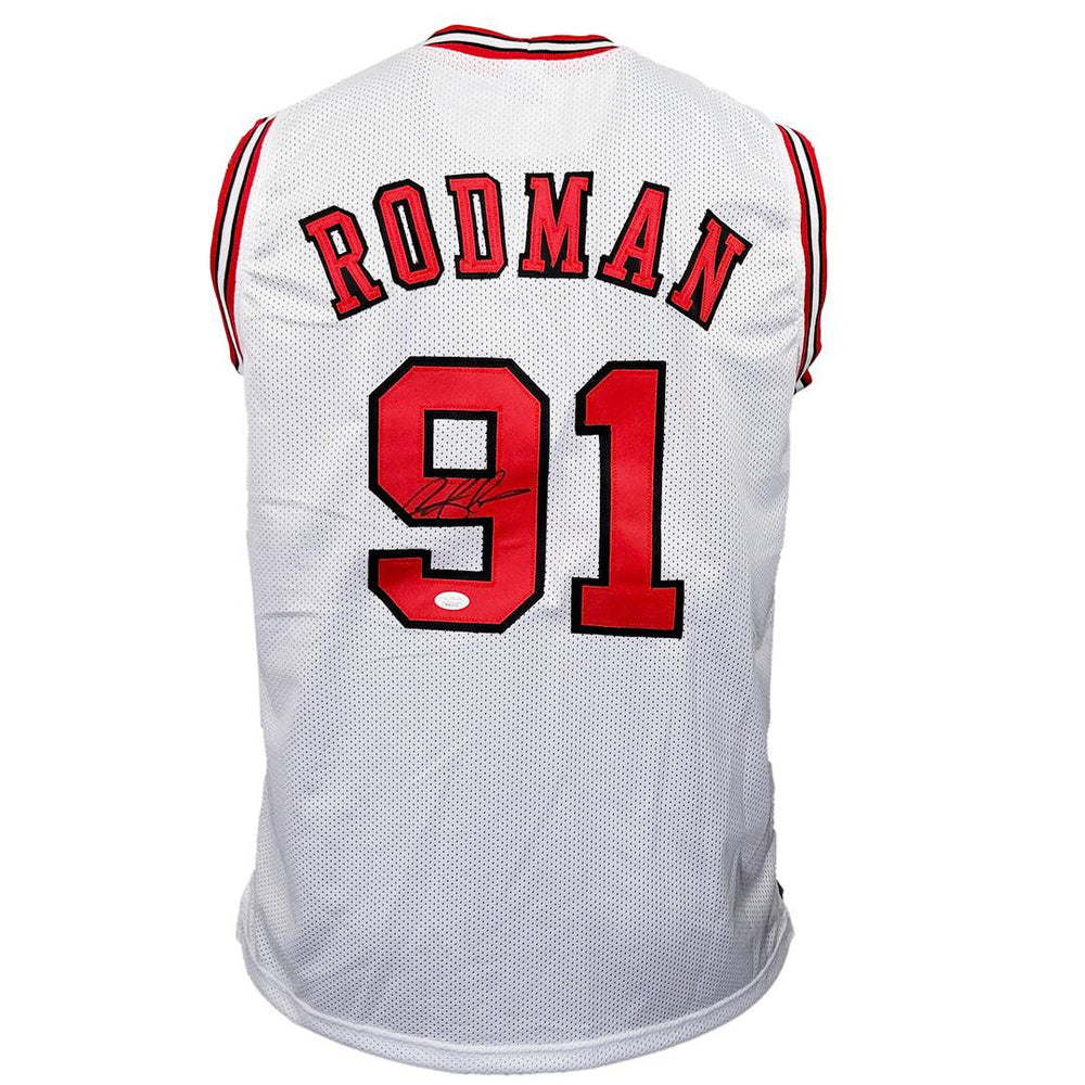Dennis Rodman Signed Chicago White Basketball Jersey (JSA) - RSA