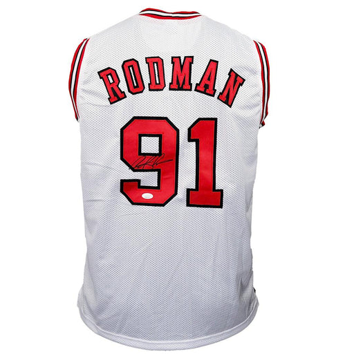 Dennis Rodman Signed Chicago White Basketball Jersey (JSA) - RSA