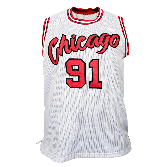 Dennis Rodman Signed Chicago White Basketball Jersey (JSA) — RSA