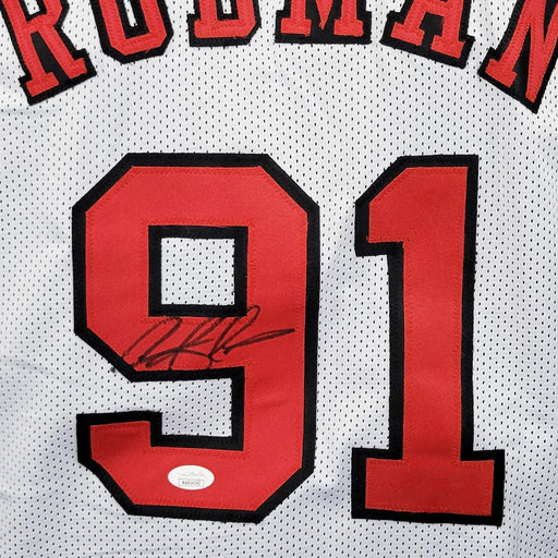 Dennis Rodman Signed Chicago White Basketball Jersey (JSA) - RSA