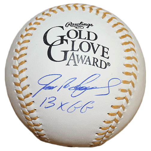 Ivan "Pudge" Rodriguez Autographed Rawling Gold Glove Official Major League Baseball (JSA) 13x GG Inscription Included! - RSA