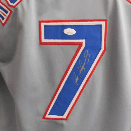 Ivan Rodriguez Autographed Grey Pro Style Baseball Jersey (JSA) - RSA