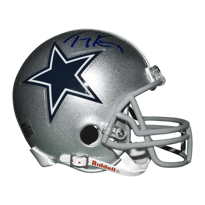Tony Romo Signed Dallas Cowboys Mini Replica Silver Football Helmet (JSA) - RSA