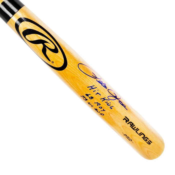 Pete Rose Signed Multi-Inscription Rawlings Blonde Baseball Bat (JSA) - RSA