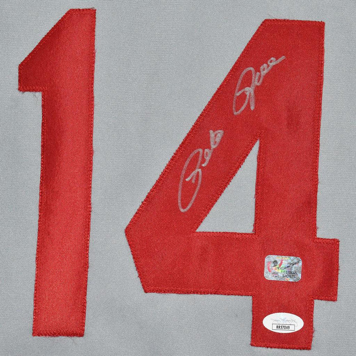 Pete Rose Signed Cincinnati Pro Style Grey Baseball Jersey (Fiterman and  JSA)