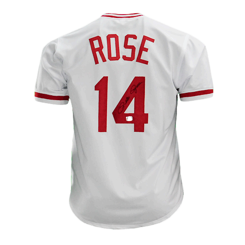 Pete Rose Signed Cincinnati Pro Style Baseball Jersey White (Fiterman and JSA) - RSA