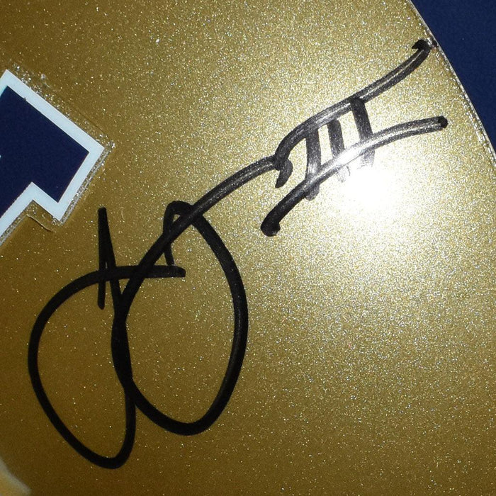 John Ross Signed Washington Huskies Mini Schutt Replica Gold Football Helmet (JSA) - RSA