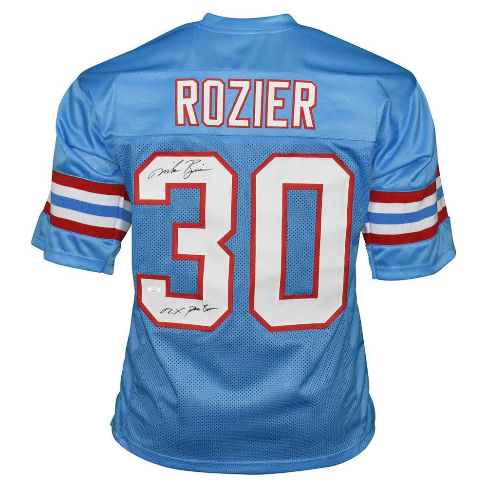 Mike Rozier Signed Houston Pro Blue Football Jersey (JSA) - RSA