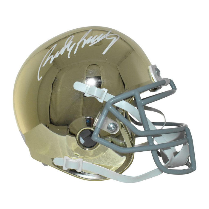 Rudy Ruettiger Signed Notre Dame Fighting Irish Mini Schutt Replica Chrome Football Helmet (JSA) - RSA