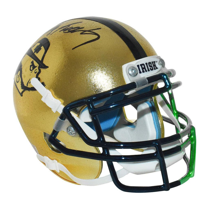 Rudy Ruettiger Signed Notre Dame Fighting Irish Mini Schutt Hydro Gold Football Helmet (JSA) - RSA