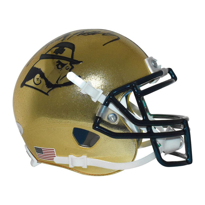 Rudy Ruettiger Signed Notre Dame Fighting Irish Mini Schutt Hydro Gold Football Helmet (JSA) - RSA