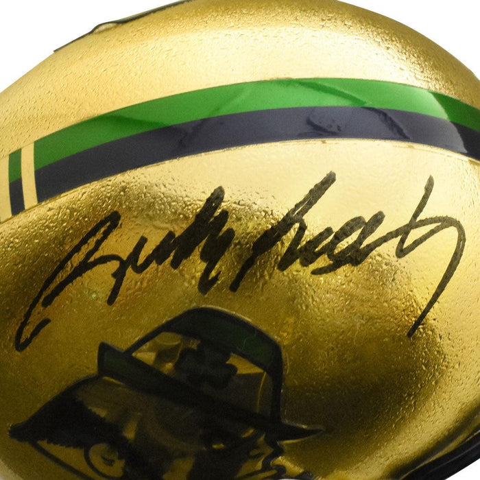 Rudy Ruettiger Signed Notre Dame Fighting Irish Mini Schutt Hydro Gold Football Helmet (JSA) - RSA