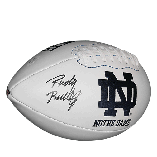 Rudy Ruettiger Notre Dame Autographed Full Size Logo Football (JSA) - RSA