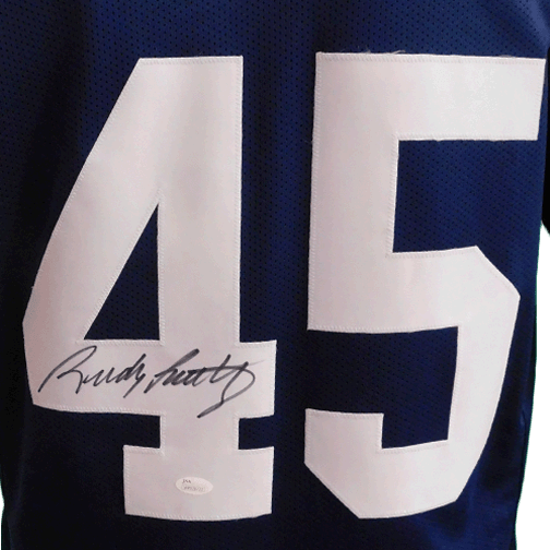 Rudy Ruettiger Autographed College Style Football Jersey Blue (JSA) - RSA