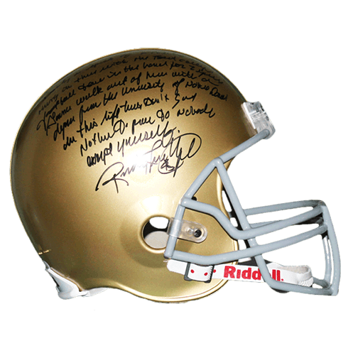 Rudy Ruettiger Notre Dame Full Size Football Helmet w/ Paragraph Inscription! JSA - RSA