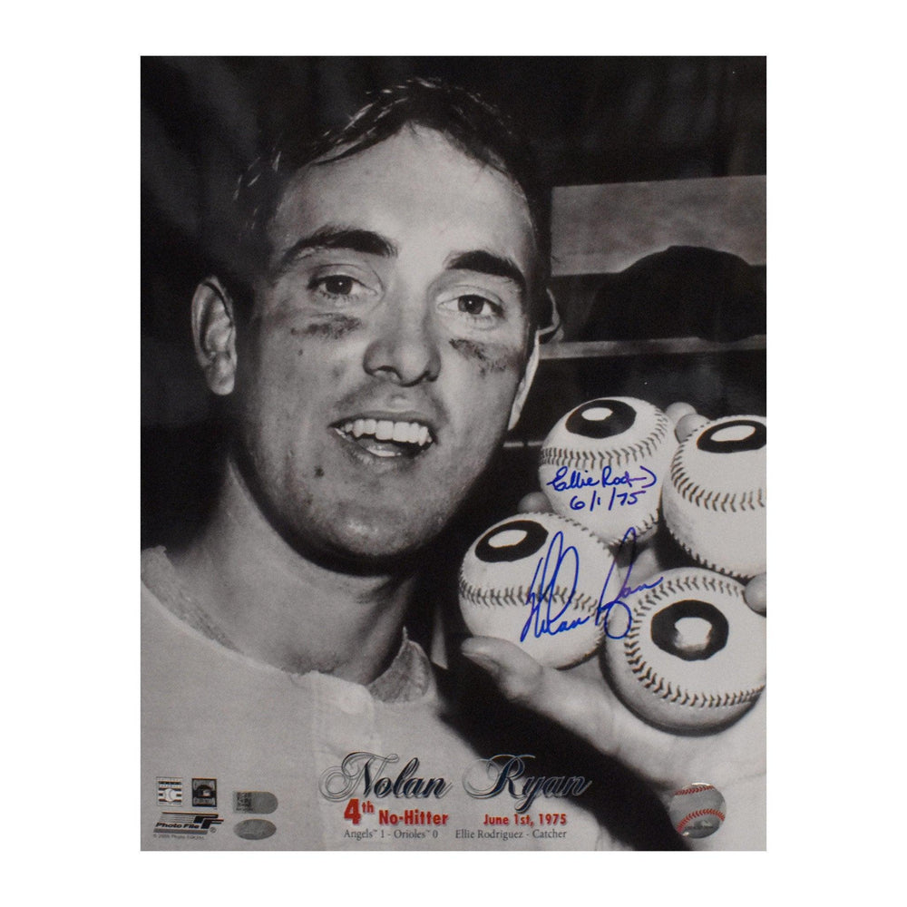 nolan ryan & ellie rodriguez signed inscribed no hitter june 1st 1975 11x14 photo aiv certificate of authenticity